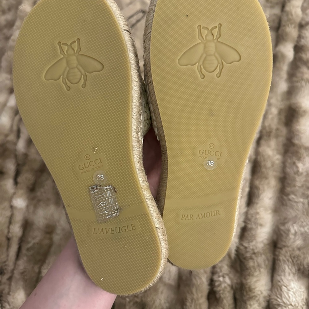 Gucci Women's Cream Espadrille Slides - Picture 6 of 6